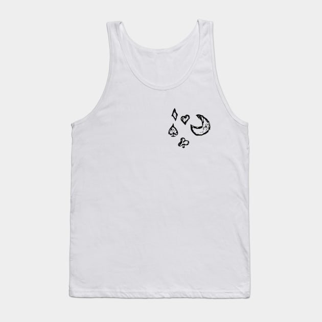 Moon and playing card suits Tank Top by Noorog